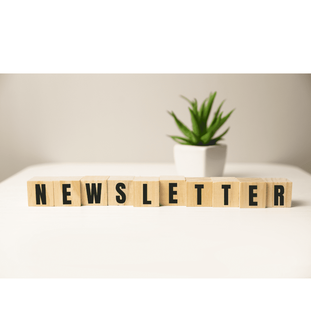 Tiles spelling "newsletter"